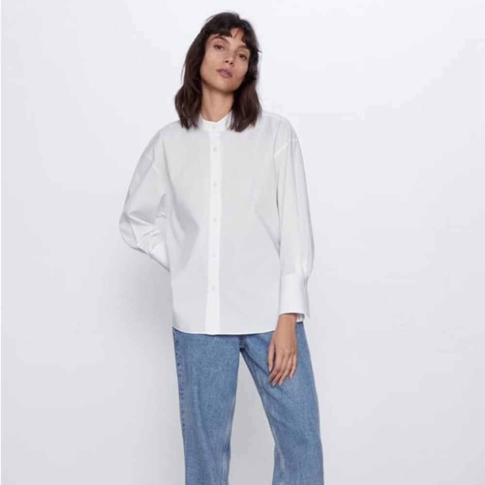 Zara Knotted Poplin Shirt S